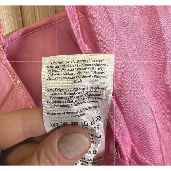 Noisy May Nmelin Satin Singlet Ruching Dress Fuchsia Pink Women’s Size L - Picture 8 of 8